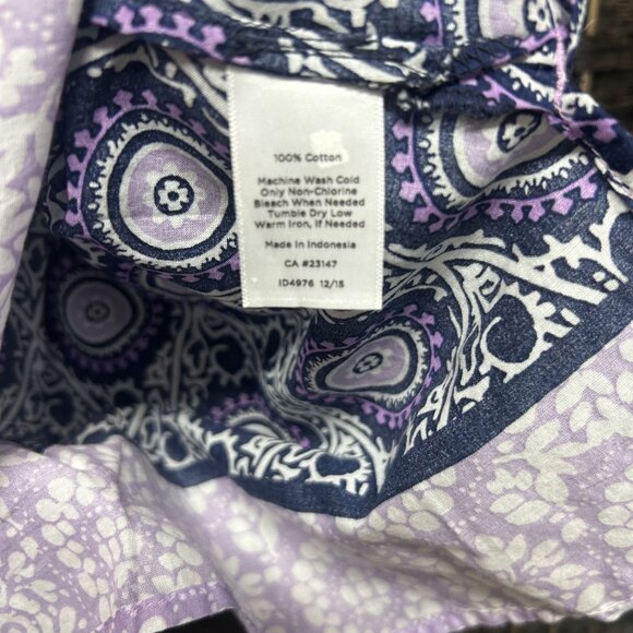 Talbots Blue Purple Medallion Block Print Tunic Top Size XL - Picture 3 of 5